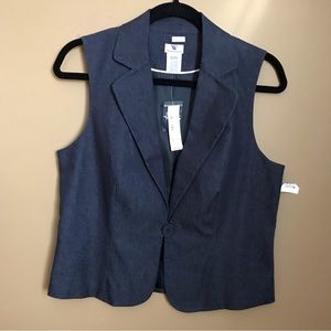 NWT  Worthington Classic Blue Denim Fitted Vest Fully Lined